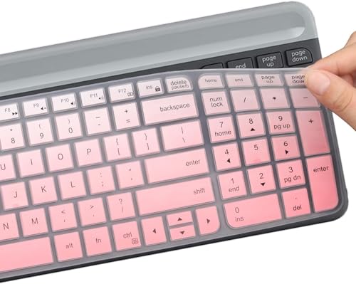 Image of Keyboard Cover for Logitech MK470 & Logitech MK470 Wireless Ultra Thin Silicone Keyboard Protector Skin Logitech MK470 Accessories- Pink