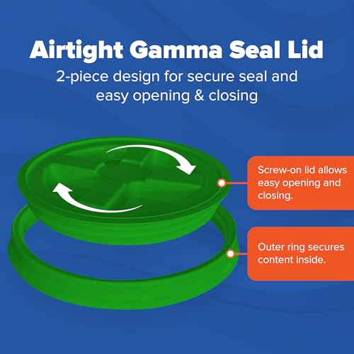 Image of ePackageSupply 5 Gallon Bucket - Food Grade w /Lid BPA-Free, Black /Green, 6 | Airtight Gamma Seal Screw-On Lid, Heavy-Duty 90 Mil HDPE Plastic, Food Safe and Durable Container, Bulk Storage, Made in USA