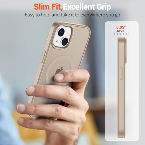 Image of SUPFINE Magnetic for iPhone 15 Plus Case & iPhone 14 Plus Case(Compatible with MagSafe)(Military Grade Drop Protection) Translucent Shockproof Phone Cover,Desert Gold