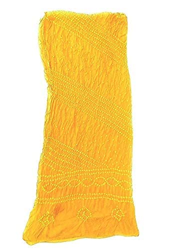 Image of PK HUB Women's Jaipuri Rajasthani Bandhani Dupatta | Art Silk Bandhej Dupatta with Gota Patti Work & Tassels (Free size)