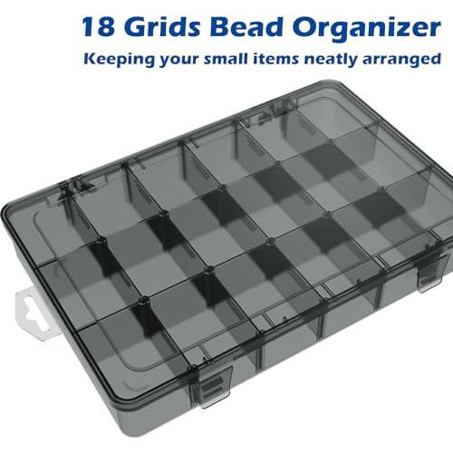 Image of Clear Organizer Box,18 Grids Organizer Box with Removable Dividers for Jewelry,Bead Storage Organizer Box,Plastic Compartment Container for Tool Tackle Box