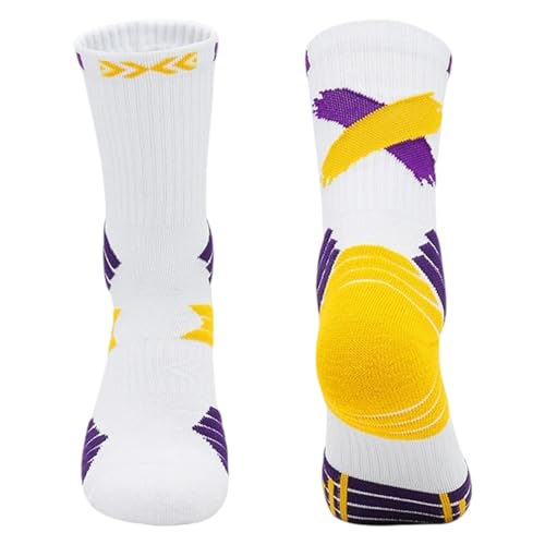Generisch - Generisch Chaussettes de basketball hautes pour enfants, chaussettes sportives avec soutien de la voûte plantaire, semelle rembourrée pour le sport, lilas, M