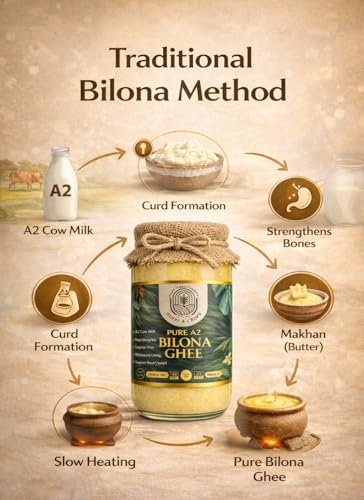 Image of Herbs & Crops A2 Gir Cow Desi Ghee 500ML | Bilona Method | Curd-Churned & Cultured |Pure, Natural & Danedar| Lactose-Free,Gluten-Free | Grass-Fed | Lab Tested |Immunity Booster|Glass Jar-Pack of 1