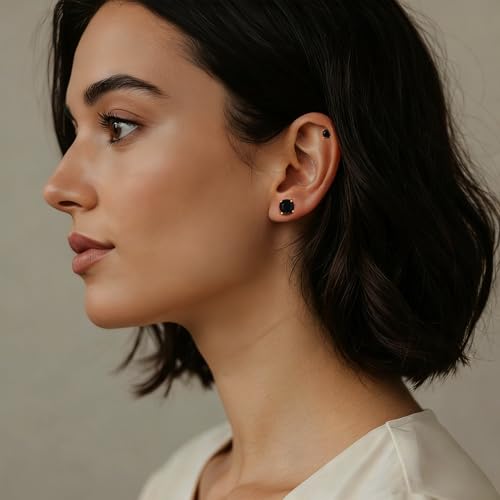 Image of 5 Pairs 14K Gold Plated Stud Earrings for Women, Hypoallergenic Earring Sets for Multiple Piercing, Premium Cubic Zirconia Studs Earrings for Women