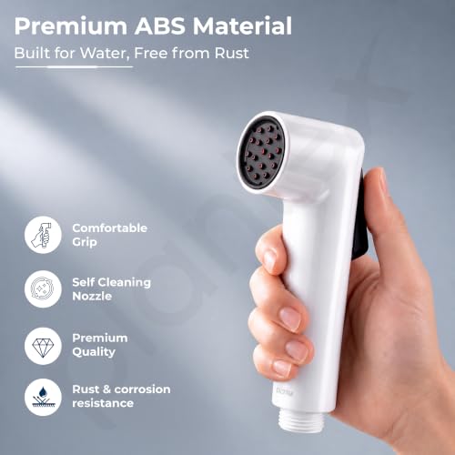 Image of Plantex Self Cleaning Health Faucet for Toilet /ABS Plastic Jet Spray for Bathroom /Hand Gun /Without Hose Pipe - Pack of 1 (White)