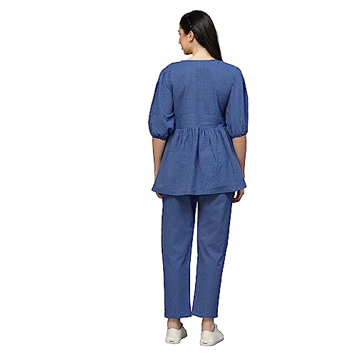 Image of Stylum Women's Self Woven Kantha Cotton Kurti Pant Set