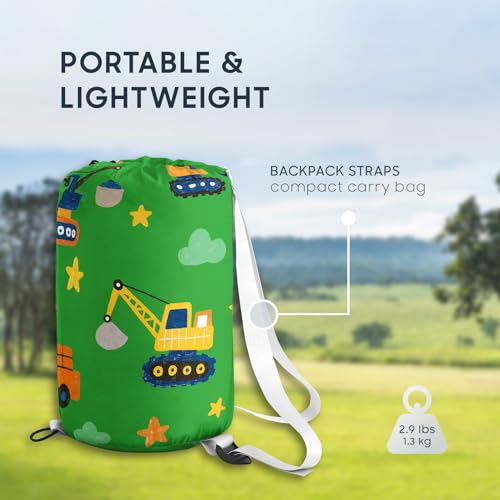 Wake In Cloud - Bolsa de Dormir Infantil con Diseño de Vehículo de Construcción, para Niños, Ligera y Compacta para Camping en 3 Estaciones miniatura 4