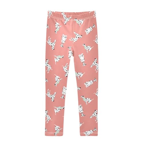 CaTaKu Girls Leggings Cute Spotted Dalmatian Leggings for Girls Kids Athletic Workout Yoga Pants Size 4-10T