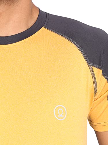 Image of CHKOKKO Men's Round Neck Gym T-Shirt Mustard Dark Grey M