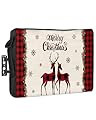Outdoor TV Cover 80 to 85 Inches, Christmas Red and Black Buffalo Plaid Elk Waterproof and Weatherproof TV Cover with Remote Control Pocket, Flat Screen TV Cover Protector for Outside TV