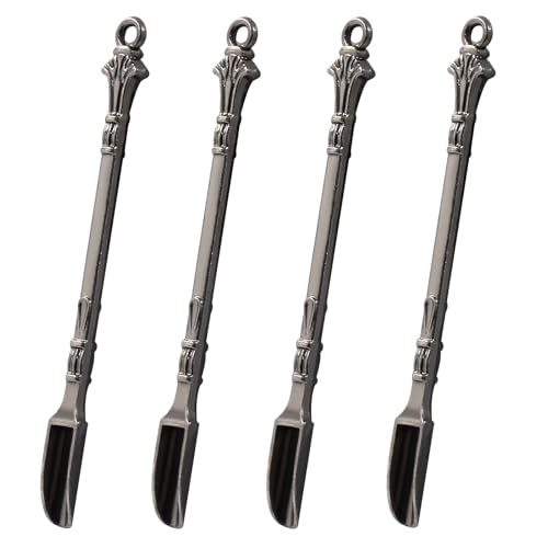 Murtenze 4PCS Mini Herbs Powder Scoop, Metal Medicine Scoop Wax Tool Colorful Spice Spoon Mini Spatulas (Bronze)