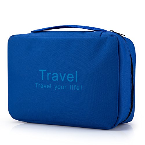 Preisvergleich Produktbild Rusty Bob - Kosmetiktasche für Reisen mit Haken zum Aufhängen / Große Kulturtasche / Kulturbeutel / Waschbeutel / Kulturtasche Bad-Tasche / Damen und Herren (Blau)
