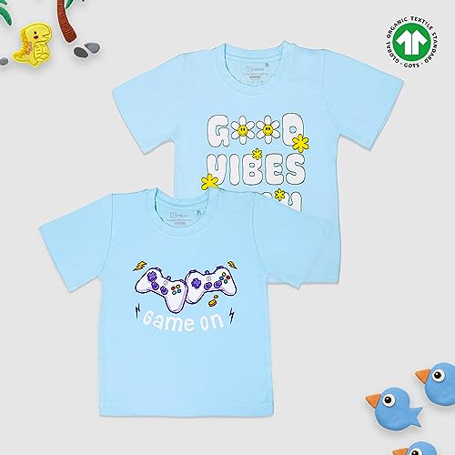 Image of Kidbea Baby Boys 100% Bamboo Soft Cotton Half Sleeve T-Shirt Multicolor