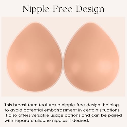 Vollence Nippleless Waterdrop Silicone Breast Forms Fake Boobs for Mastectomy Crossdresser4