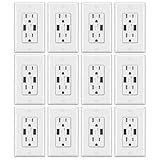 [12 Pack] BESTTEN USB Outlets, 15 Amp Tamper Resistant Receptacles with Dual 3.6A High Speed USB Charging Ports, Decorator Wall Plate Included, UL Listed, White