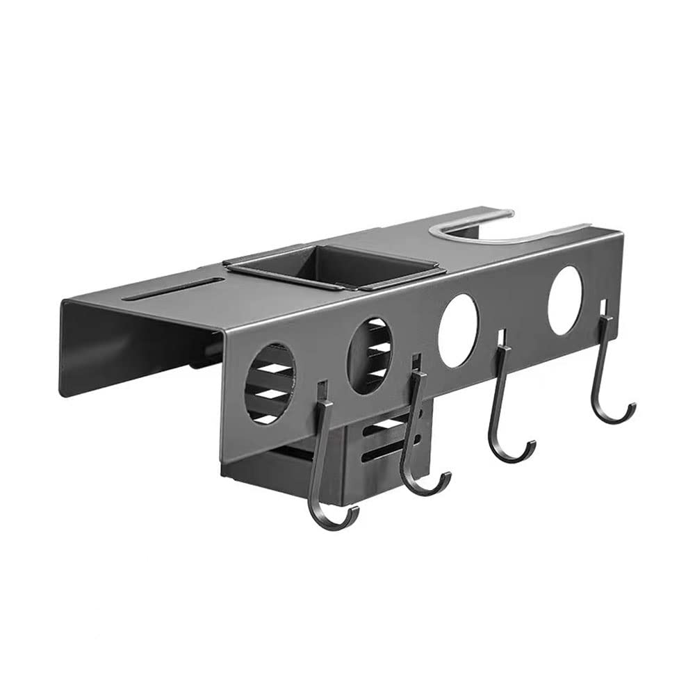 Soporte para secador de pelo Organizador de herramientas para el cuidado del cabello Soporte para secador de pelo Montaje en pared, Soporte multifuncional para herramientas de cuidado del cabe