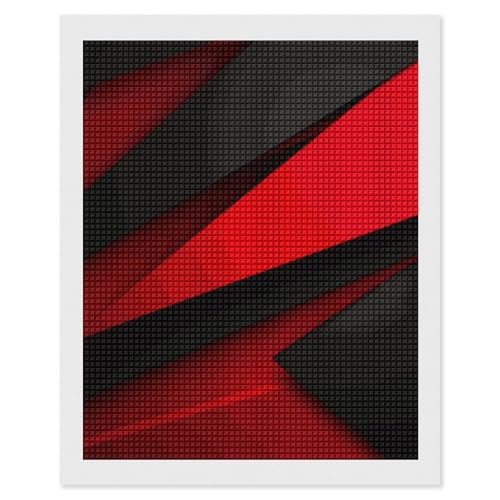 Peinture diamant anti stress FodPand Kit strass carrés alignement facile adulte rouge noir 40x50