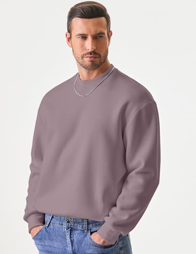 JMIERR Sweatshirt Herren Baumwolle Rundhals Hoodie Pullovers Winter Männer Soft Langarm Sweatshirts Loose Fit Lila XL