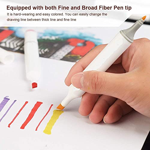 Image of Corslet Dual Tip Colorful Art Markers Sketch Pens 30 Colors with Carrying Case For Painting Sketching Calligraphy Drawing, Chisel & Fine Tip Permanent Colouring Marker For Kids Adult, Multicolor (30)