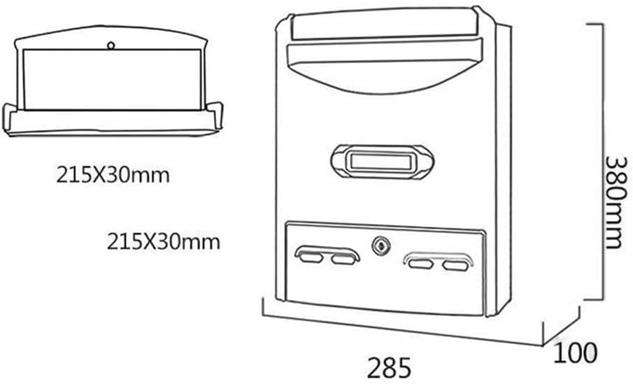 HBJWOV Vintage Iron Outside Wall Mount Post Box Mailbox Letterbox Photography Props Mural Wedding Bar Cafe Window Display Outdoor Mailboxes Home Decoration