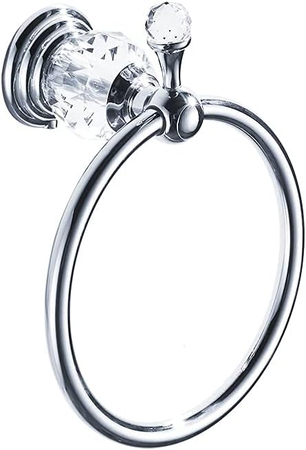 WOLIBEER Chrome Towel Ring, Crystal Hand Towel Holder Polished Bath Towel Bar Bling Bathroom Accessories Wall Mounted