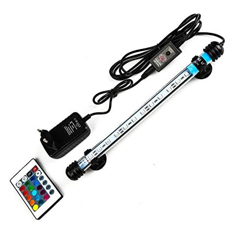 Lueigmo Aquarium Beleuchtung, LED Aquarium Leuchte 92cm Wasserdicht Aquarium Lampe Unterwasser 9W LED-Lichtbalken Cover