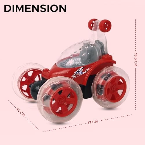 Image of NHR Launch RC Stunt Car for Kids, 360 Rotating Remote Control Car with Smoke Spray, Music & Lights, High-Speed Rechargeable Toy Vehicle Gift for Boys & Girls (2+ Years, Red)