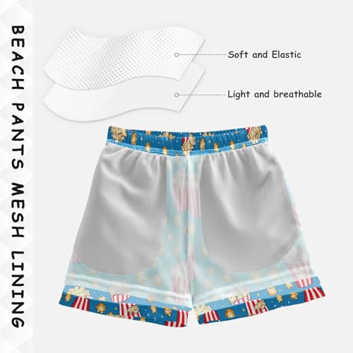 Kids Swimming Trunks, Anti Chafe Swim Trunks Boys 2T, Cute Popcorn Blue4