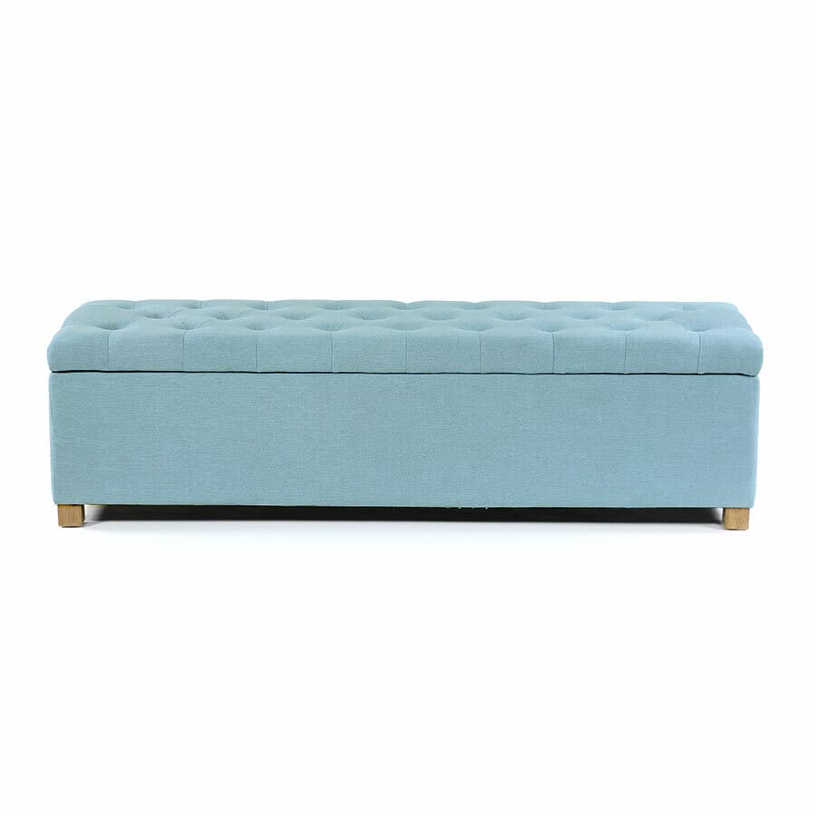 Image of MODERN WAVE Ashlee 50 inch Large Fabric Upholstered Flip Top Storage Bench 3 Seater Sofa Couch Pouffe Sofa Bench Ottoman for Living Room, Bedroom, Office. (Teal)