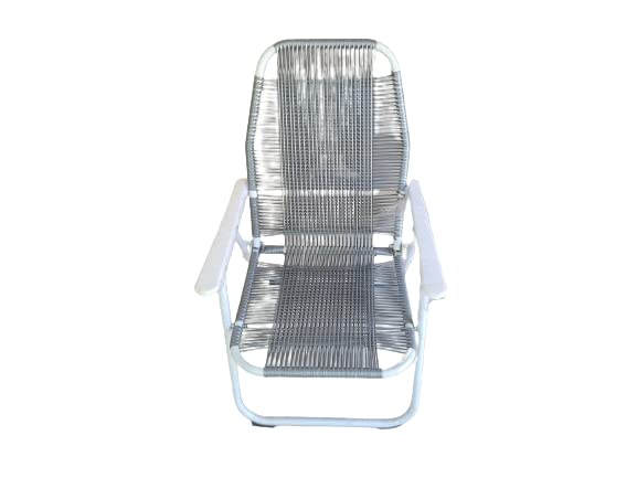Image of Folding Chair with Arm Rest I Foldable Easy Chair I Steel Pipe Wire Chair I Grey and White