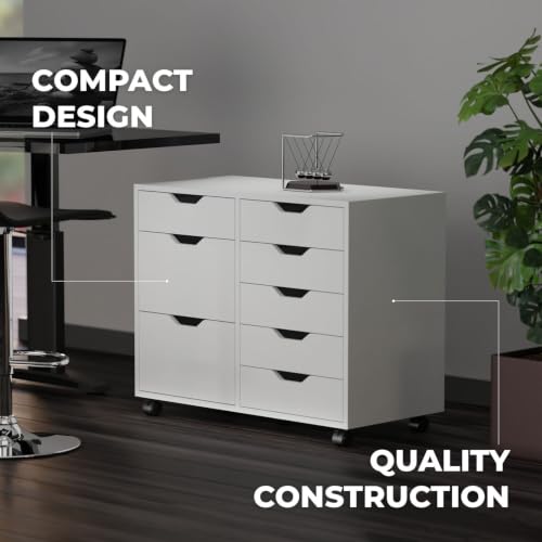Image of Winsome Halifax Tall Mobile Storage Cabinet, White, 2 Door 6 Drawer