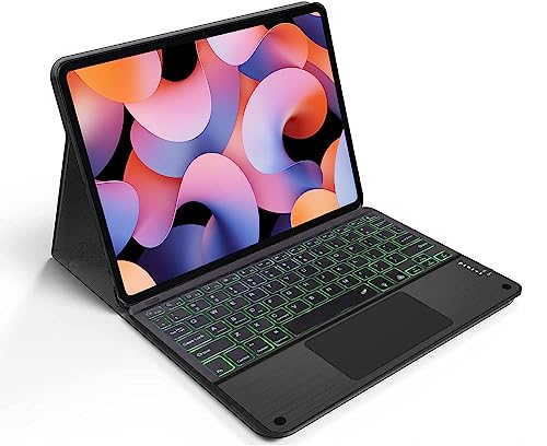 Image of HOM 3 Fold 7-Colour Backlight Detachable Wireless Bluetooth Keyboard with Trackpad /Touchpad Tablet Cover Case for Xiaomi Mi Pad 6 11 inch Inch Tablet