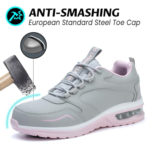 Image of LANSNBO Waterproof Steel Toe Shoes for Women Non Slip Sneakers | Work safety protection, puncture proof sole, comfortable lightweight, for industrial construction food service jobs