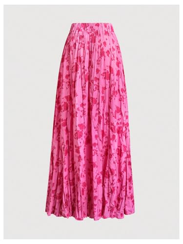 Verdusa Women's Floral Print Tiered Layered Long Skirt High Rise Ruffled Maxi Skirt2