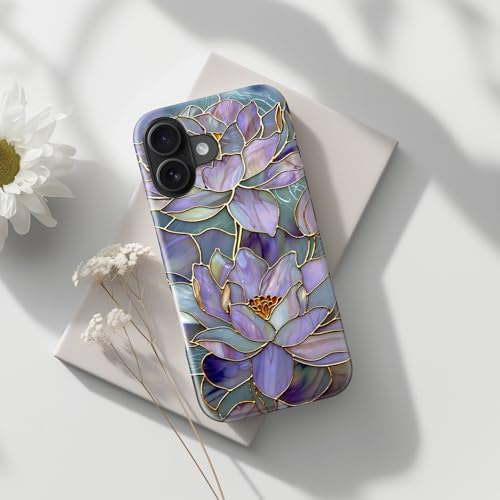 Image of Goodon for iPhone 16 Plus Case Cute - Wireless Charging Compatible - Dual-Layer Hard Shell + Silicone Cover - Protective Phone Case with Trendy Designs for Women - Abstract Lotus