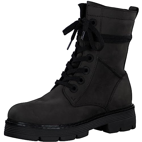 MARCO TOZZI Damen Stiefeletten zum Schnüren aus Leder Plateau, Grau (Anthracite N C), 37 EU – Ansicht 1