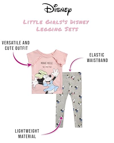 Disney Minnie Mouse Little Girls' Leggings Set - 2 Piece T-Shirt and Leggings Pants Set (Size: 12M-6X)2