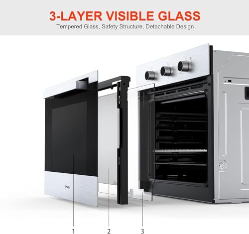 Topwish N-AEO-002 24 Inch Single Wall Oven, 2.3 Cu.Ft. Built-In Electric Wall Oven 5 Cooking Functions Roast Bake Grill Broil thumb #2