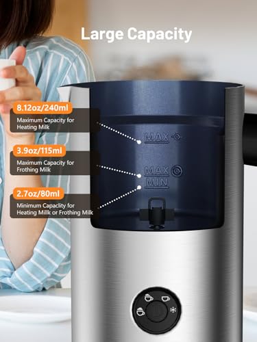 Image of Keenstar Electric Milk Frother, Automatic 4-in-1 Milk Steamer Warm or Cold Foam Maker for Latte, Cappuccino, Stainless Steel Milk Warmer with Temperature Controls