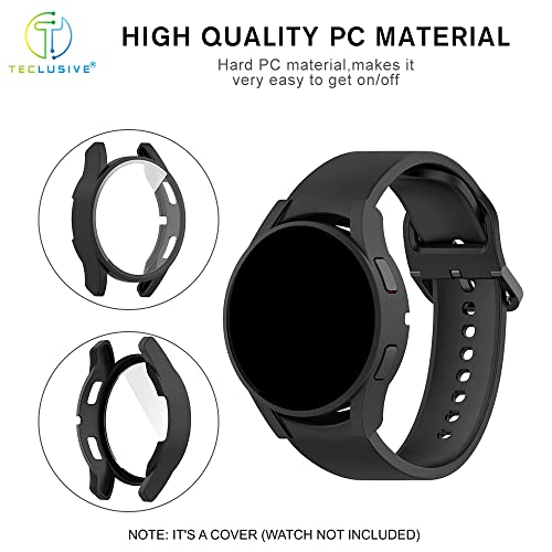 Image of T TECLUSIVE Slim Curved Protective Cover with Tempered Glass Compatible for Galaxy Watch 4 44mm | Shockproof 360 Degree Protection Case with Tempered Glass (44MM, Black)