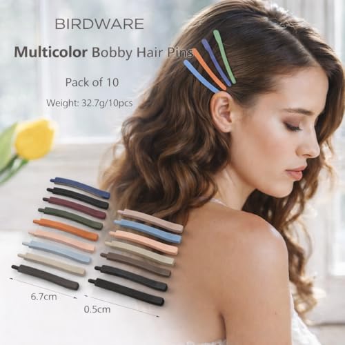 Image of BIRDWARE matte Hair Pin, Acrylic Hair Barrette, Thin Bobby Pin, Korean Hair Accessories Tictac Hair claw Clips Stylish hair Clip For Girls Women (Multicolor, Pack of 10 (Flate pin) (black)