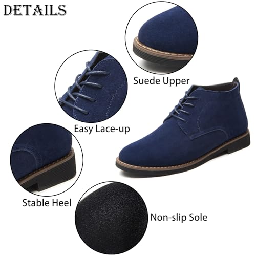 Men's Suede Lace Up Low Heel Chukka Ankle Boots Classic Fashion Comfortable Non-Slip Business Oxford Leather Dress Booties for Work Driving3