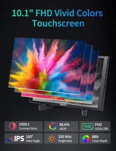 Image of FEELWORLD D10 Touch Screen Portable Monitor,10.1 Inch FHD 1920x1200 HDMI USB-C Second External Monitor for Laptop,Desktop,MacBook,Phones,Tablet,PS5 /4,Xbox,Switch,Raspberry Pi Screen with Dual Speake