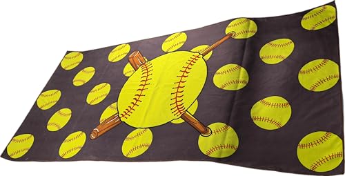 Softball Microfiber Beach Towel Oversize 300GSM 63x31.5 Quick Drying Cool Pool Towel Lounge Cover (Softball)