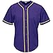 Pullonsy Mens Blank Purple Baseball Jerseys Basketball Button Up Mesh Fashion Hip-Hop Shirt,Purple-Yellow Stripe Plain,Size L