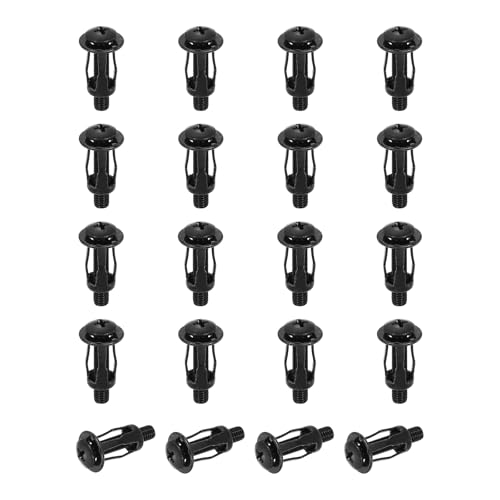 Image of sourcing map 20 Set M5x28mm Jack Nuts, Carbon Steel Zinc Finish Expansion Screw Petal Nut, Multi-Grip Insert Rivet Nut Fasteners for Hollow Wall Iron Skin Line Use in Thin Soft Wall, Black