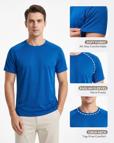 Image of Workout Shirts for Men Short Sleeve Quick Dry Gym T Shirt | Moisture Wicking, Lightweight, Breathable, Athletic, Active, Running, Casual, Multipack