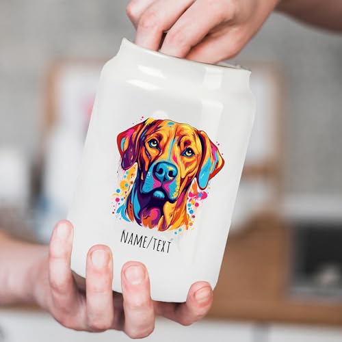Große Multicolor Leckekerlidose | mit Hundemotiv (über 90 Rassen verfügbar) und deinem Wunschnamen | Personalisiert | Hygienische Futter Aufbewahrung | (Rhodesian Ridgeback 1)