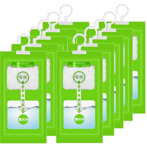 PUTINEI 10 bolsas de 100 g para deshumidificación, potente deshumidificador para armarios y colgantes, eficaz absorbente de humedad para sótanos, dormitorios y baños