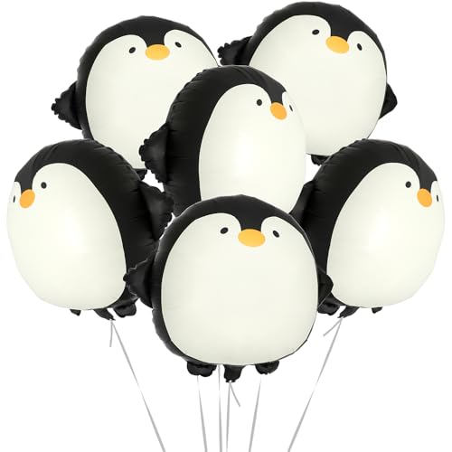 Cute Matte Penguin Balloon Cartoon Farm Pet Zoo Arctic Polar Animal Supplies 6 Pcs Walking Penguin Shaped Balloon For Birthday Wedding Baby Shower Gender Reveal Christmas Family Reunions Winter Party